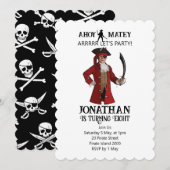 Invitation Pirate Birthday Red Boy thème (Devant / Derrière)