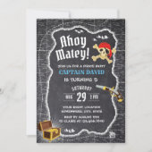 Invitation Pirate Boy Anniversaire Fête Chalkboard Adventure  (Devant)
