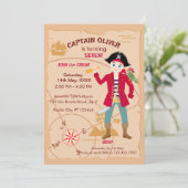 Invitation Pirate Boy Treasure Map Amusants Anniversaire Fête (Debout devant)