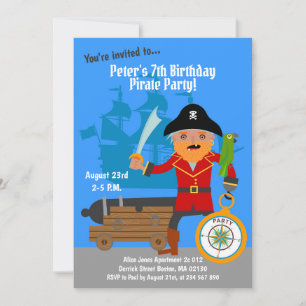 Invitation Pirate capitaine aventure fête d'anniversaire
