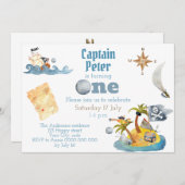 Invitation Pirate Capitaine Cute Premier Anniversaire (Devant / Derrière)