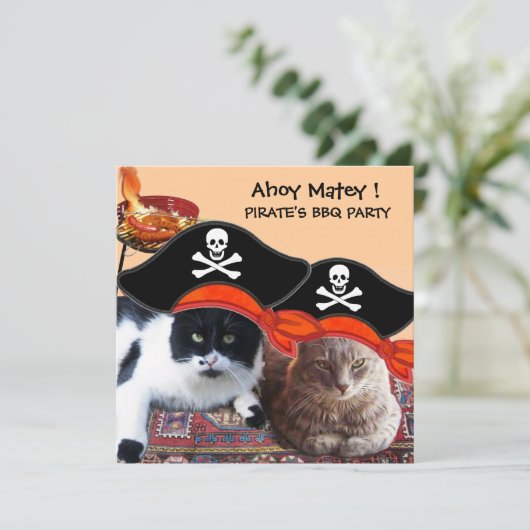 Invitation PIRATE CATS, Parlez comme une fête du Pirate Day B (Debout devant)