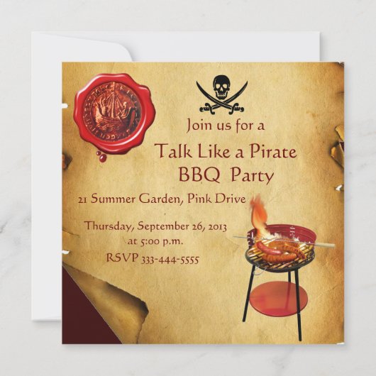 Invitation PIRATE CATS, Parlez comme une fête du Pirate Day B (Dos)