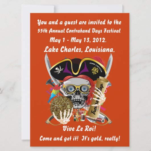 Invitation Pirate Days Lake Charles, Louisiane. 30 couleurs (Devant)