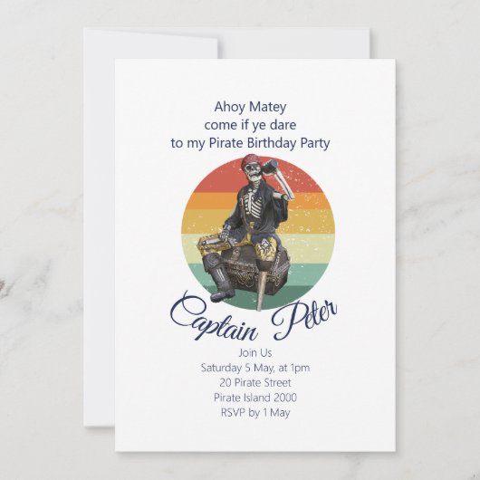 Invitation Pirate de la fête (Devant)