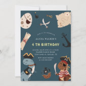 Invitation Pirate Dinosaur fête Animaux Anniversaire de enfan (Devant)