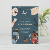 Invitation Pirate Dinosaur fête Animaux Anniversaire de enfan (Debout devant)