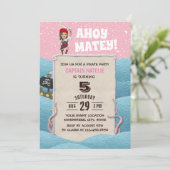 Invitation Pirate Girl Octopus Ahoy Matey fête d'anniversaire (Debout devant)