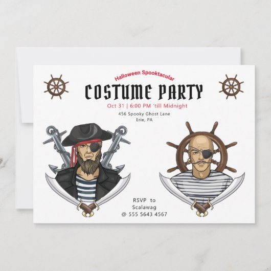 Invitation Pirate Halloween Costume Party Adulte (Devant)