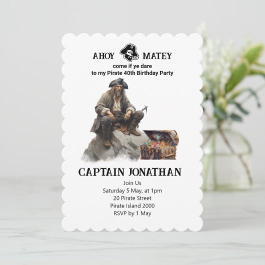 Invitation Pirate Jolly Roger (Debout devant)