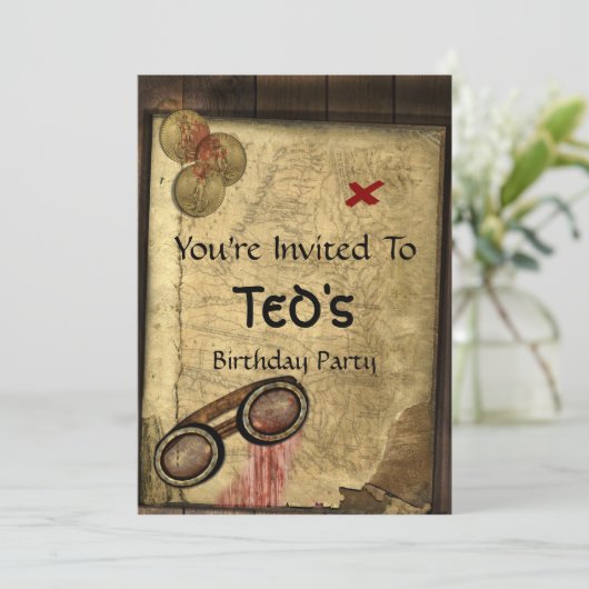 Invitation Pirate map (Debout devant)