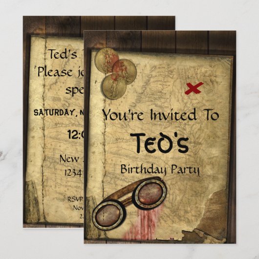 Invitation Pirate map (Devant / Derrière)