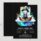 Invitation Pirate numérique minimaliste anniversaire (Devant / Derrière)