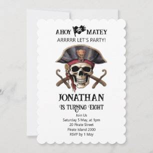 Invitation pirate pour fête d'anniversaire avec cr