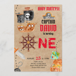Invitation Pirate Premier anniversaire Boy 1er anniversaire