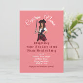 Invitation Pirate Rose Anniversaire (Debout devant)