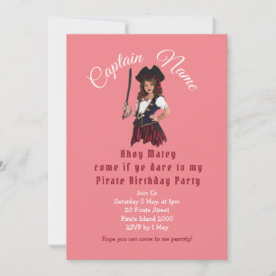 Invitation Pirate Rose Anniversaire