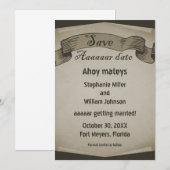 Invitation Pirate Scroll Enregistrer la Date, Marr (Devant / Derrière)