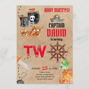 Invitation Pirate Second Birthday Boy 2e Anniversaire