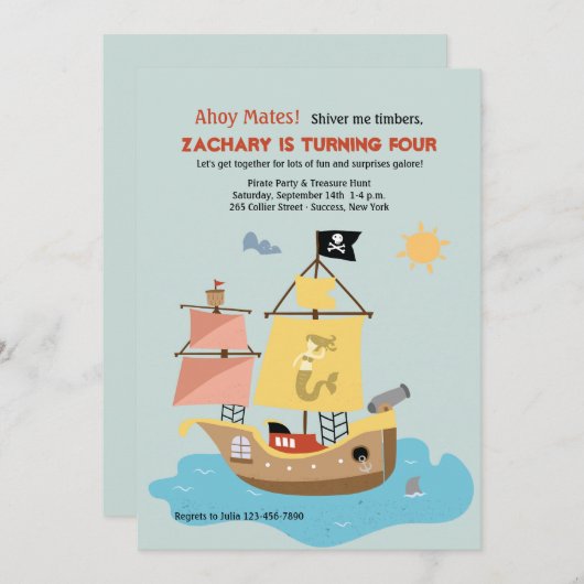 Invitation Pirate Ship 2 (Devant / Derrière)