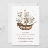 Invitation Pirate Ship Brown thème nautique Anniversaire (Devant)