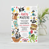Invitation Pirate Ship Trésor Anniversaire Fête (Debout devant)