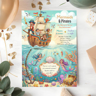 Invitation Pirate Sirène Sous les Mers 8e Anniversaire
