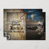 Invitation Pirate Skeleton sur la Beach Birthday Party (Devant / Derrière)