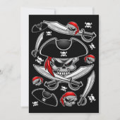 Invitation Pirate Skull avec Sabres croisés (Devant)