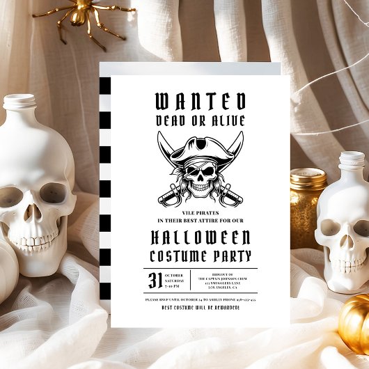 Invitation Pirate Skull Halloween Costume Party
