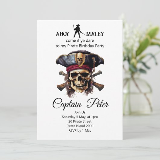 Invitation Pirate Skull Party (Debout devant)