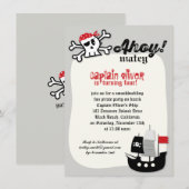 Invitation Pirate Skulls & Ship Anniversaire de enfant Invita (Devant / Derrière)