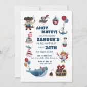 Invitation Pirate Thème Ahoy Matey Boys Anniversaire (Devant)
