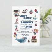 Invitation Pirate Thème Ahoy Matey Boys Anniversaire (Debout devant)