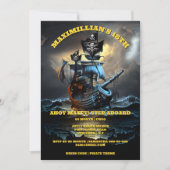 Invitation Pirate thème anniversaire fête jolly roger fantôme (Devant)