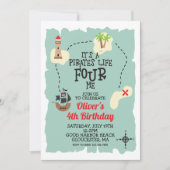 Invitation Pirate Treasure map 4e anniversaire (Devant)