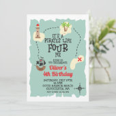Invitation Pirate Treasure map 4e anniversaire (Debout devant)