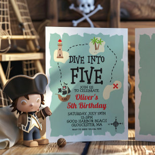 Invitation Pirate Treasure map 5e anniversaire