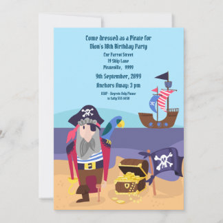 Invitation Pirate Treasure Ship Capitaine Fête d'anniversaire