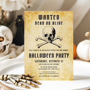 Invitation Pirate vintage Crâne Et Os Halloween