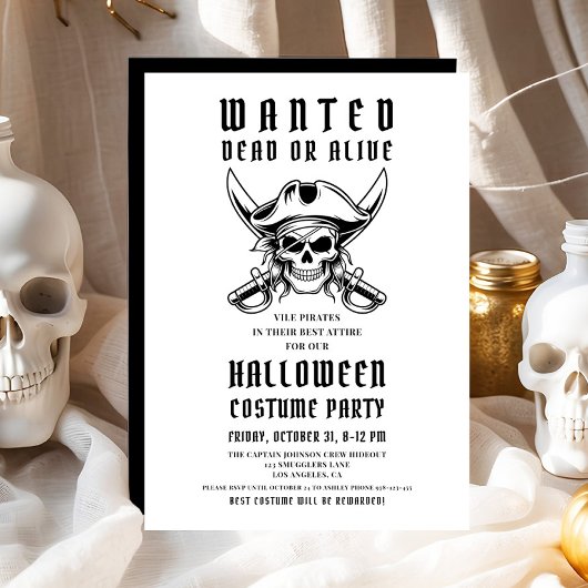 Invitation Pirate vintage Halloween Costume Party