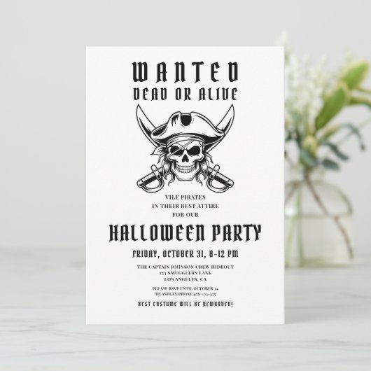 Invitation Pirate vintage Halloween Party (Debout devant)