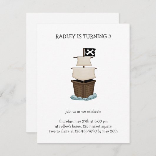 Invitation Pirates ・ Navire Pirate (Devant / Derrière)