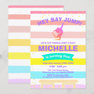 Invitation Pirouette Arc-en-ciel Ballerina Gymnastique Annive