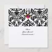Invitation PIRRE DAMASK GEMME MONOGRAMME rubis rose or (Dos)