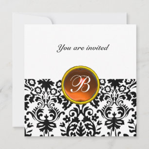 Invitation PIRRE DAMASK GEMME topaze orange blanc