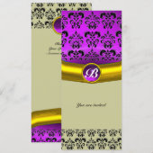 Invitation PIRRE DAMASSÉE MONOGRAMME violet pourpre (Devant / Derrière)