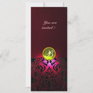 Invitation PIRRE DE DAMAS GEMME MONOGRAMME jaune rouge borde