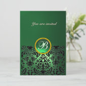 Invitation PIRRE DE DAMAS GEMME MONOGRAMME vert jade (Debout devant)