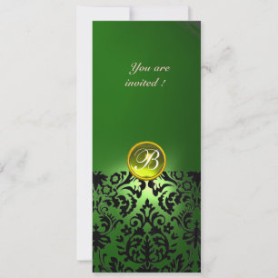 Invitation PIRRE DE DAMAS GEMME MONOGRAMME vert jaune